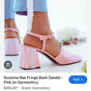 Suzanne Rae pink fringe back sandal pink satin